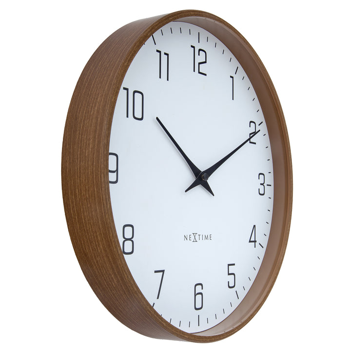 NeXtime Lyra Monochromatic Silent Wall Clock Walnut White 30cm 573341WI 2