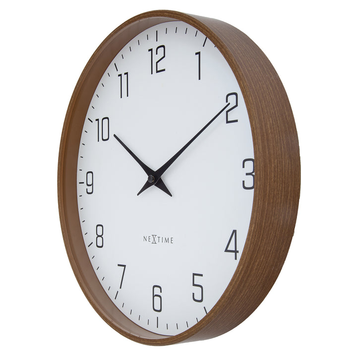 NeXtime Lyra Monochromatic Silent Wall Clock Walnut White 30cm 573341WI 3