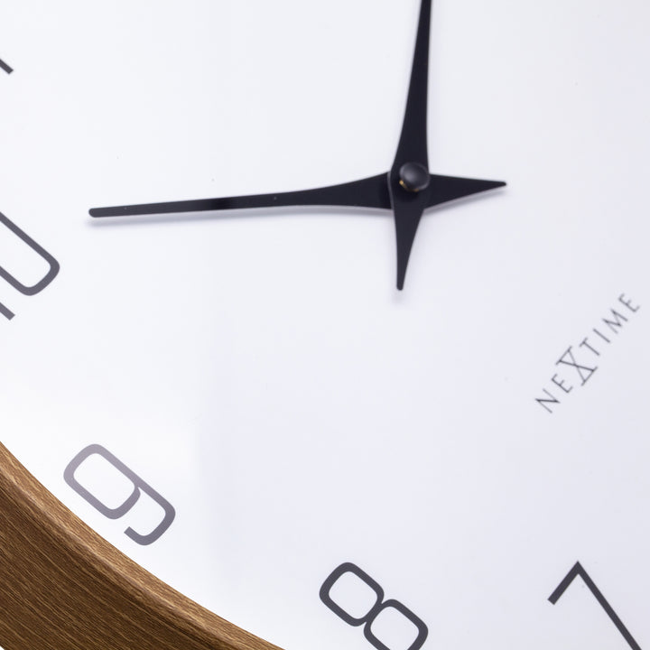 NeXtime Lyra Monochromatic Silent Wall Clock Walnut White 30cm 573341WI 5
