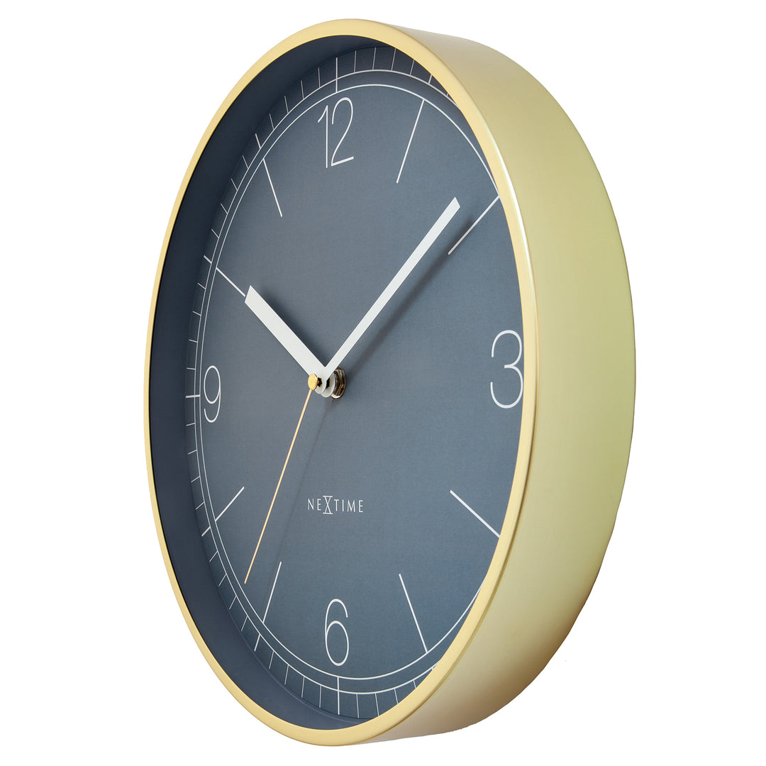 NeXtime Nova Brushed Gold Aluminium Wall Clock Gold Blue 30cm 573340BL 3