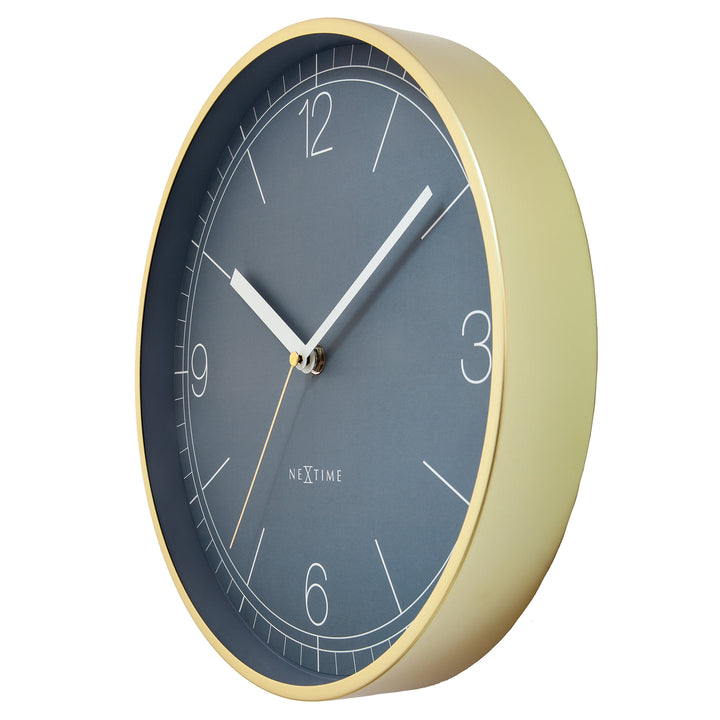 NeXtime Nova Brushed Gold Aluminium Wall Clock Gold Blue 30cm 573340BL 3