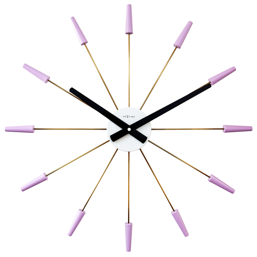 NeXtime Plug Inn Stainless Steel Wall Clock Gold Lavender 58cm 572610LA 1
