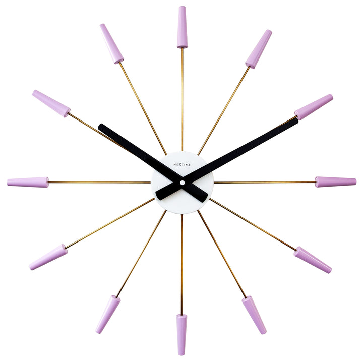 NeXtime Plug Inn Stainless Steel Wall Clock Gold Lavender 58cm 572610LA 1