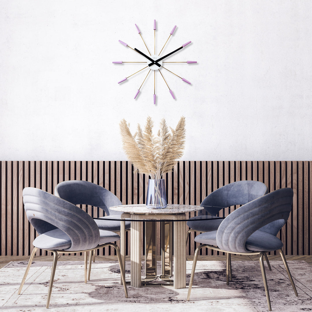 NeXtime Plug Inn Stainless Steel Wall Clock Gold Lavender 58cm 572610LA 6