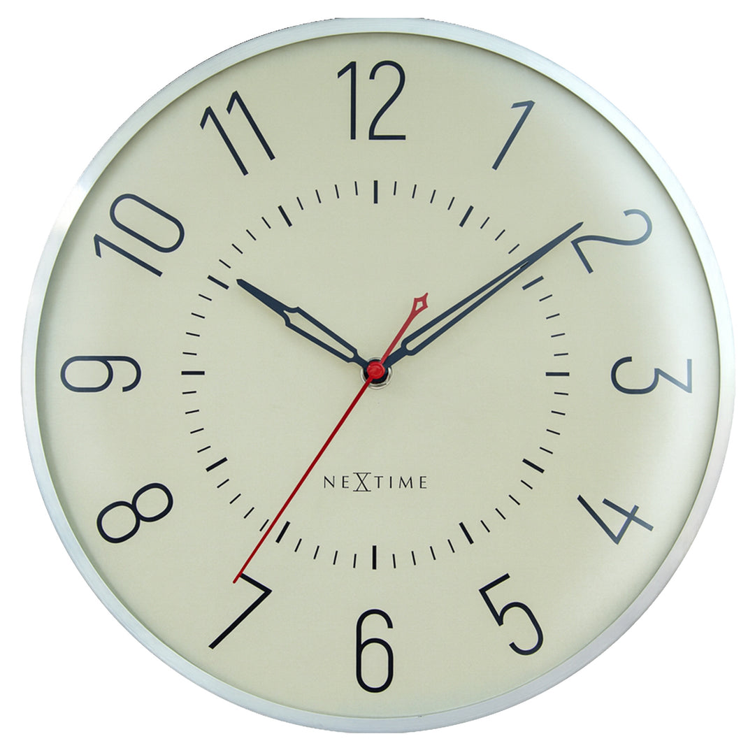 NeXtime Rotterdam Domed Aluminium Wall Clock Silver Green 31cm 573342GN 1
