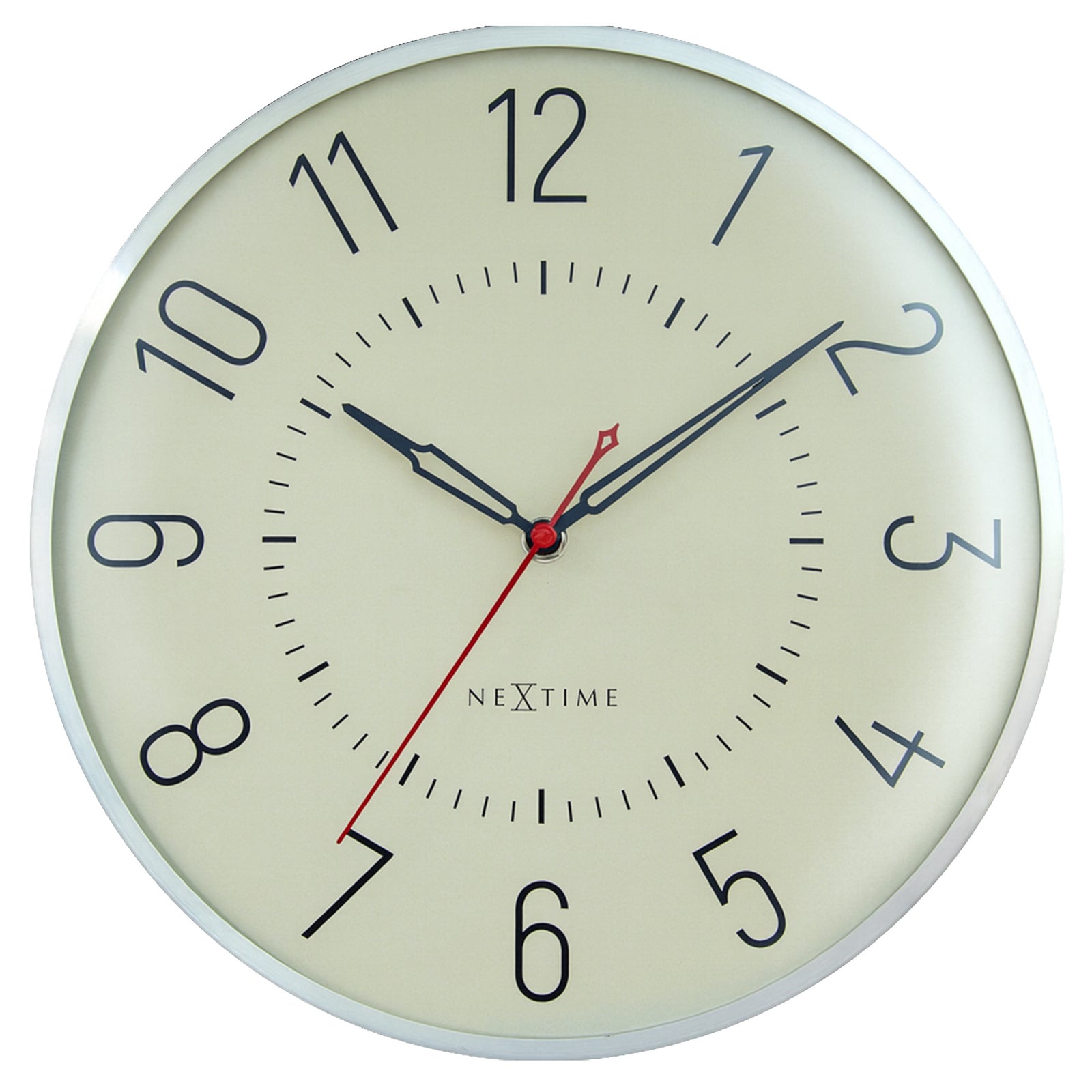 NeXtime Rotterdam Domed Aluminium Wall Clock Silver Green 31cm 573342GN 1