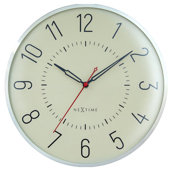 NeXtime Rotterdam Domed Aluminium Wall Clock Silver Green 31cm 573342GN 1