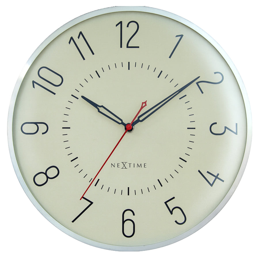 NeXtime Rotterdam Domed Aluminium Wall Clock Silver Green 31cm 573342GN 1
