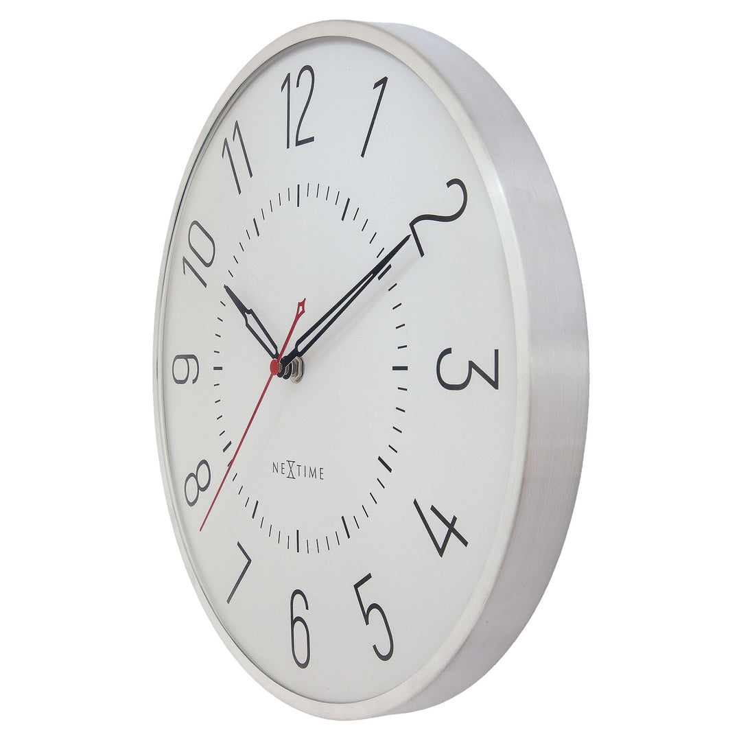 NeXtime Rotterdam Domed Aluminium Wall Clock Silver Off White 31cm 573342WI 3