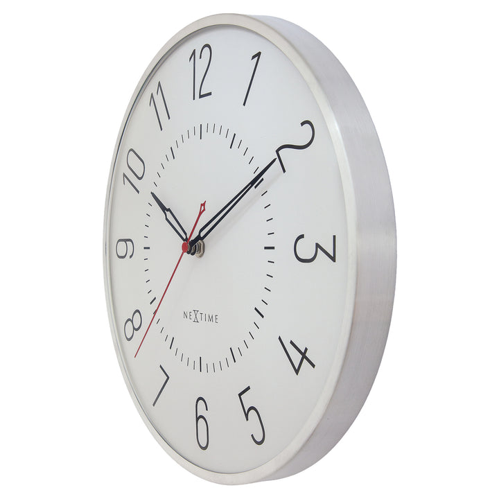 NeXtime Rotterdam Domed Aluminium Wall Clock Silver Off White 31cm 573342WI 3