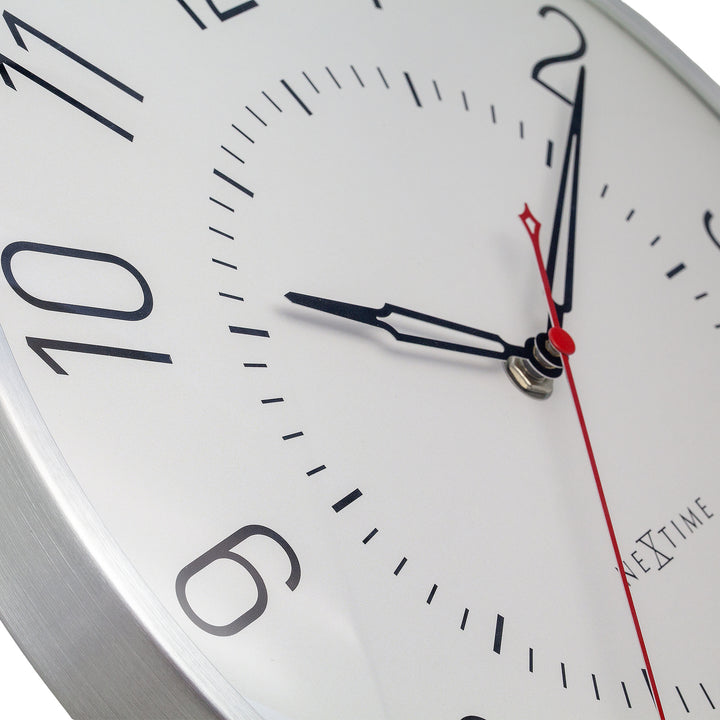 NeXtime Rotterdam Domed Aluminium Wall Clock Silver Off White 31cm 573342WI 5