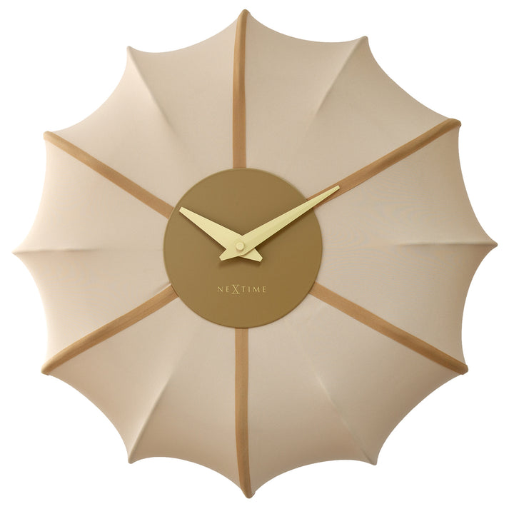 NeXtime Ultimo Pleated Fabric Sculptural Wall Clock Champagne 50cm 573344CP 1