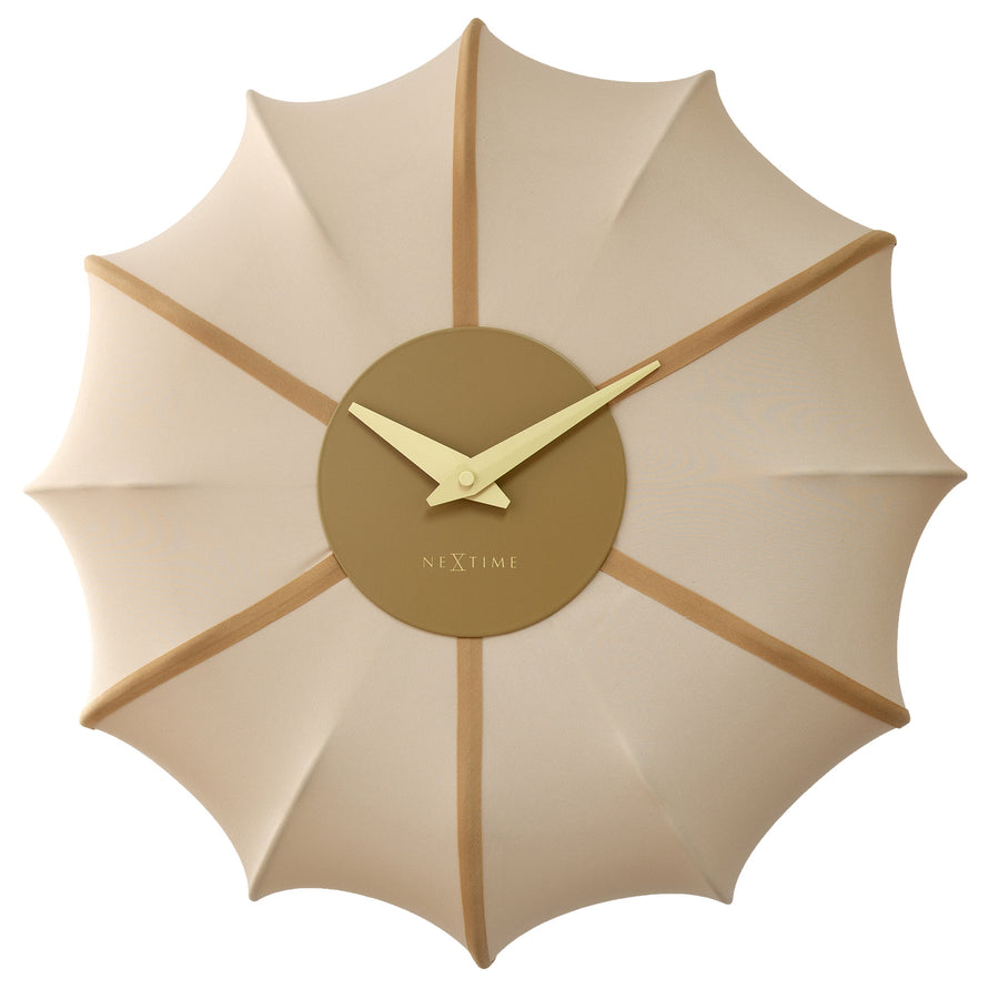 NeXtime Ultimo Pleated Fabric Sculptural Wall Clock Champagne 50cm 573344CP 1