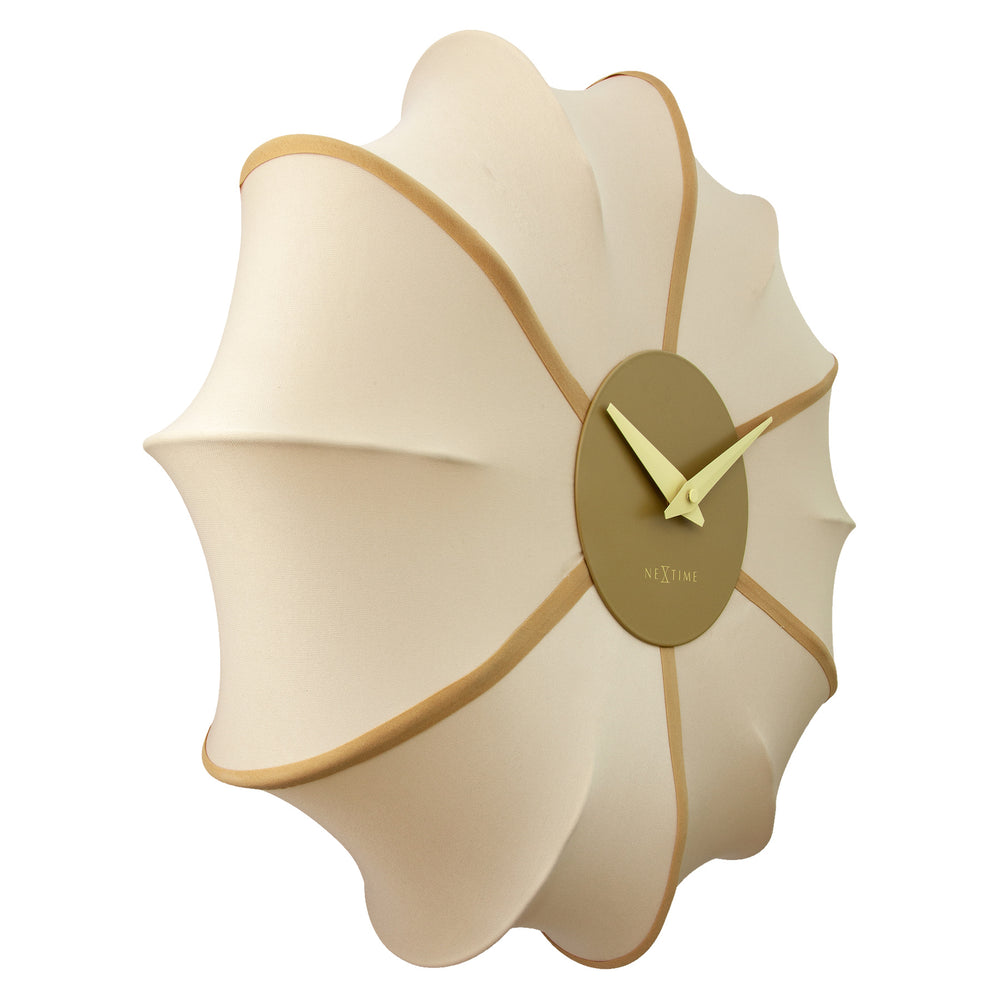 NeXtime Ultimo Pleated Fabric Sculptural Wall Clock Champagne 50cm 573344CP 2
