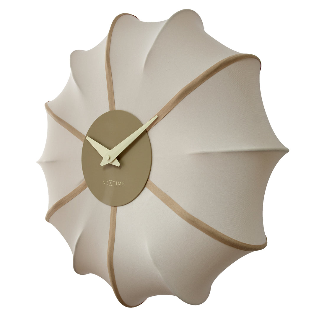 NeXtime Ultimo Pleated Fabric Sculptural Wall Clock Champagne 50cm 573344CP 3