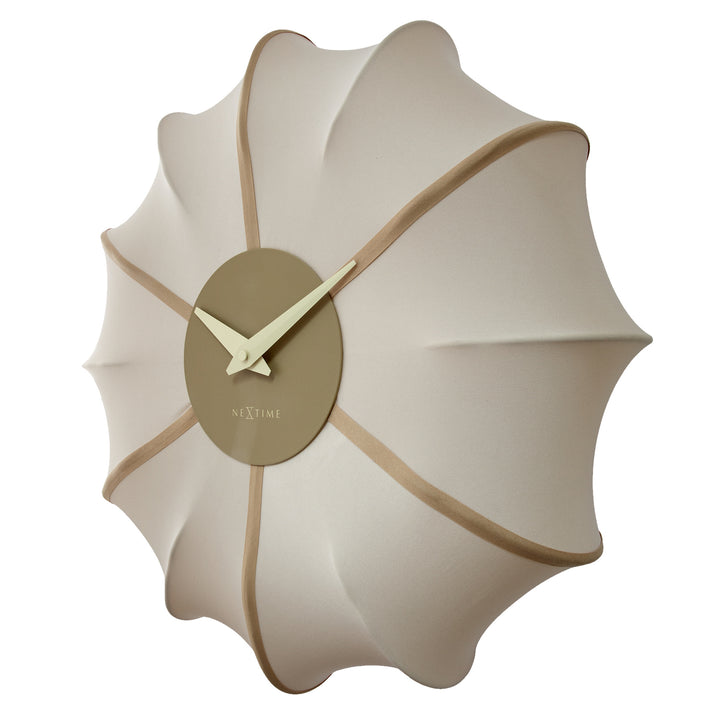 NeXtime Ultimo Pleated Fabric Sculptural Wall Clock Champagne 50cm 573344CP 3