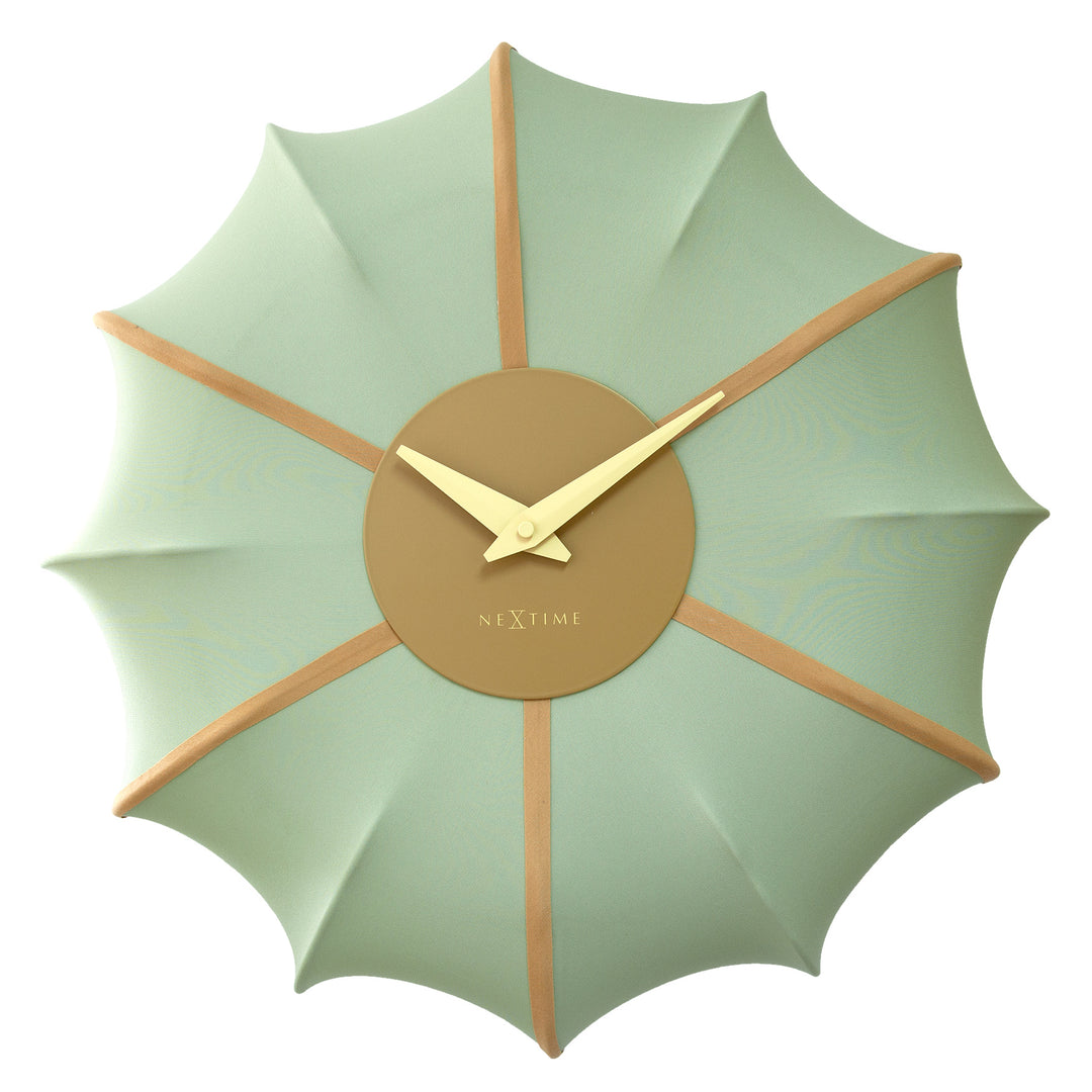 NeXtime Ultimo Pleated Fabric Sculptural Wall Clock Green 50cm 573344GN 1