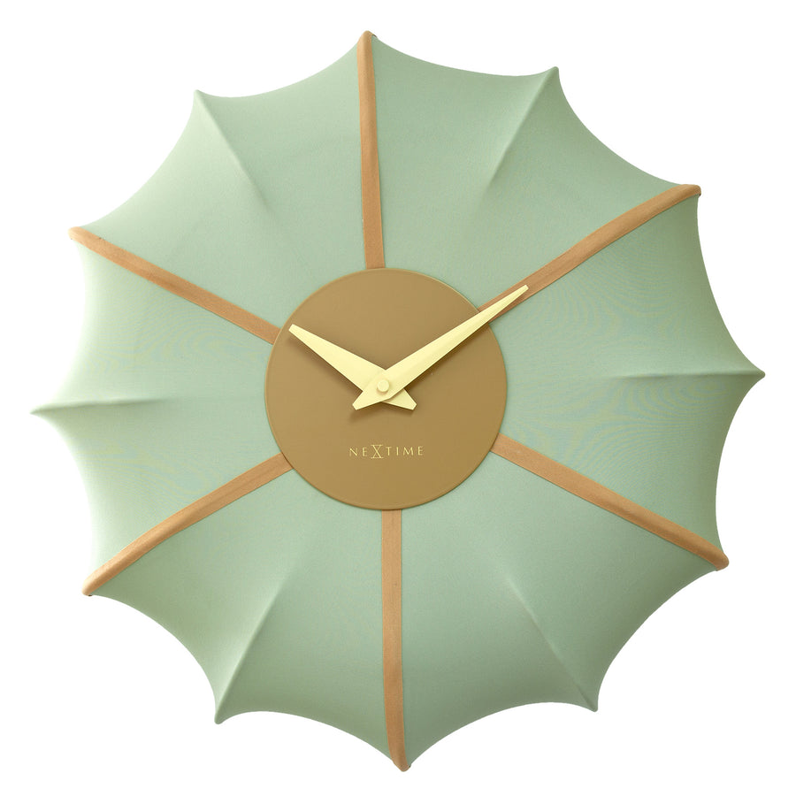 NeXtime Ultimo Pleated Fabric Sculptural Wall Clock Green 50cm 573344GN 1