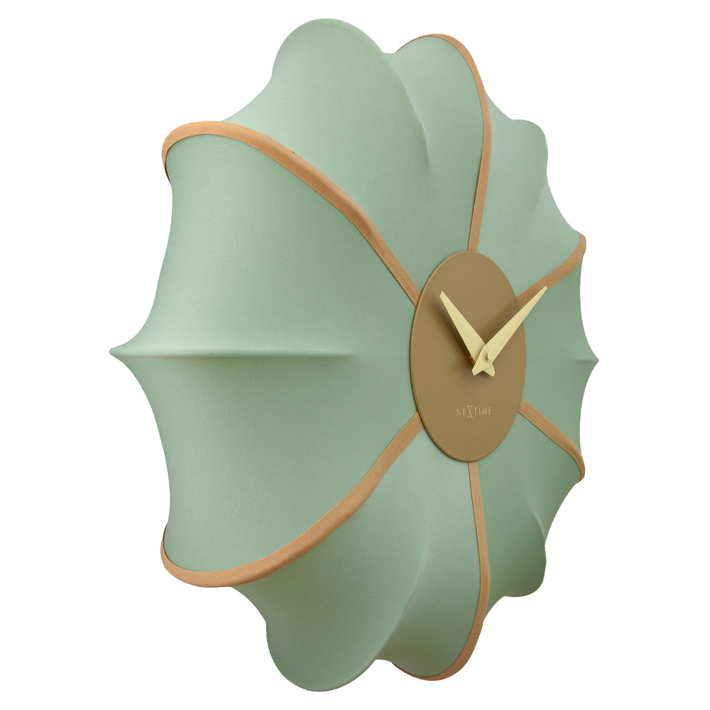 NeXtime Ultimo Pleated Fabric Sculptural Wall Clock Green 50cm 573344GN 2