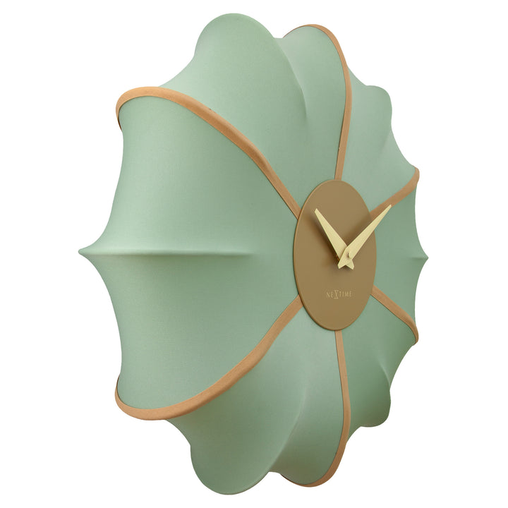 NeXtime Ultimo Pleated Fabric Sculptural Wall Clock Green 50cm 573344GN 2
