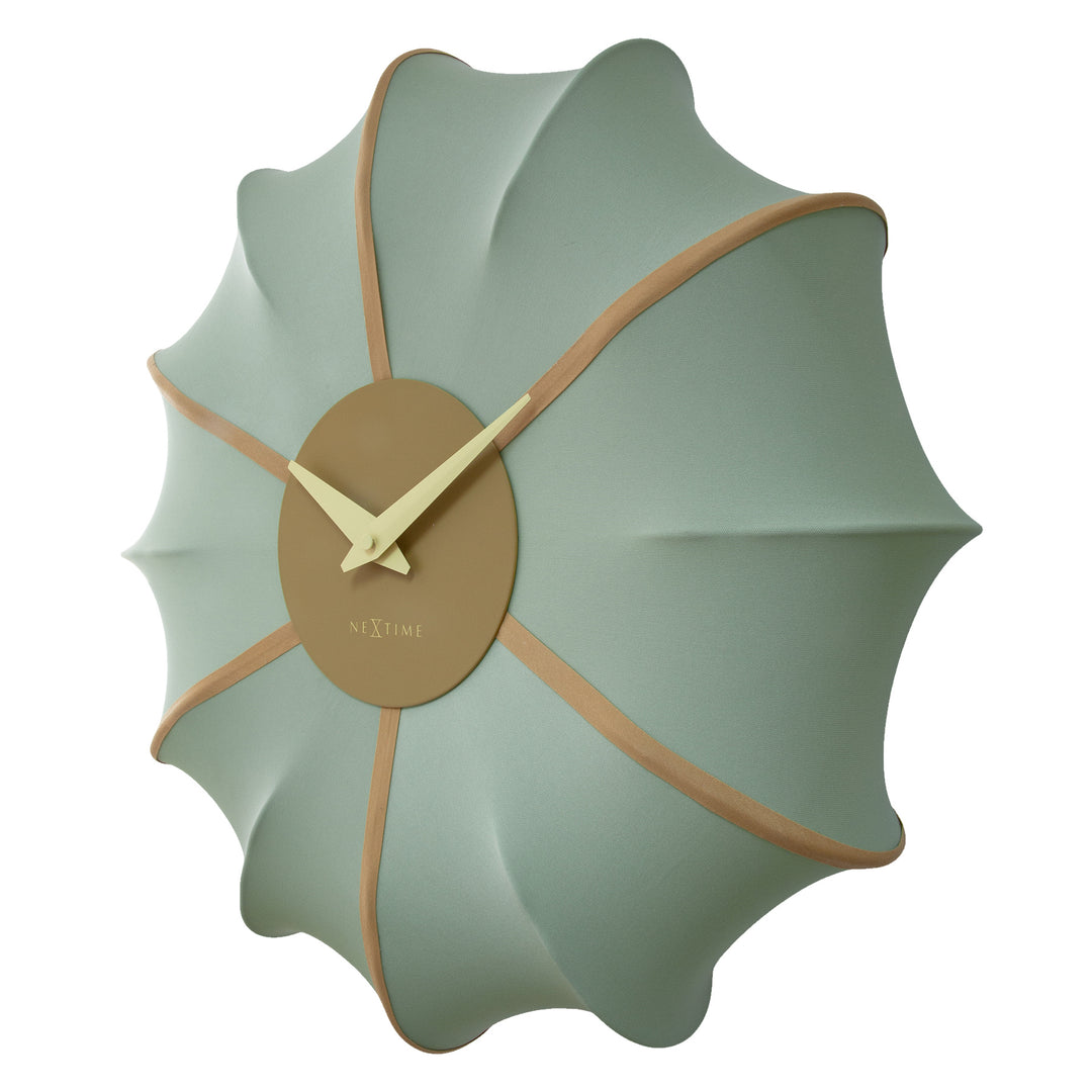 NeXtime Ultimo Pleated Fabric Sculptural Wall Clock Green 50cm 573344GN 3