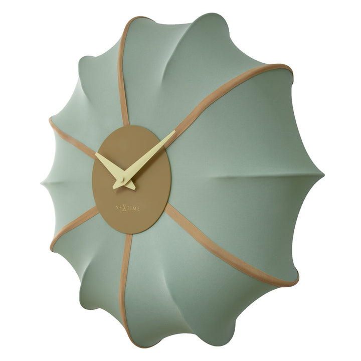 NeXtime Ultimo Pleated Fabric Sculptural Wall Clock Green 50cm 573344GN 3