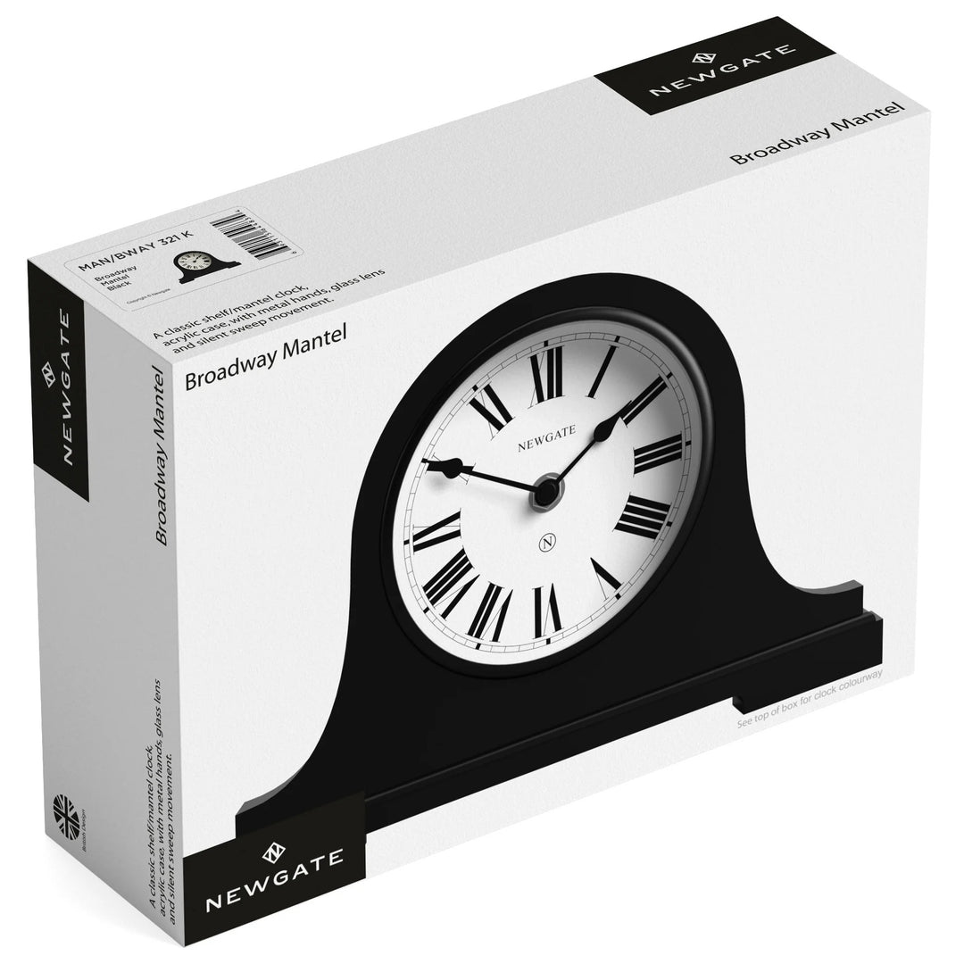 Newgate Broadway Roman Numeral Mantel Clock Black 26cm NG-MANBWAY321K 8