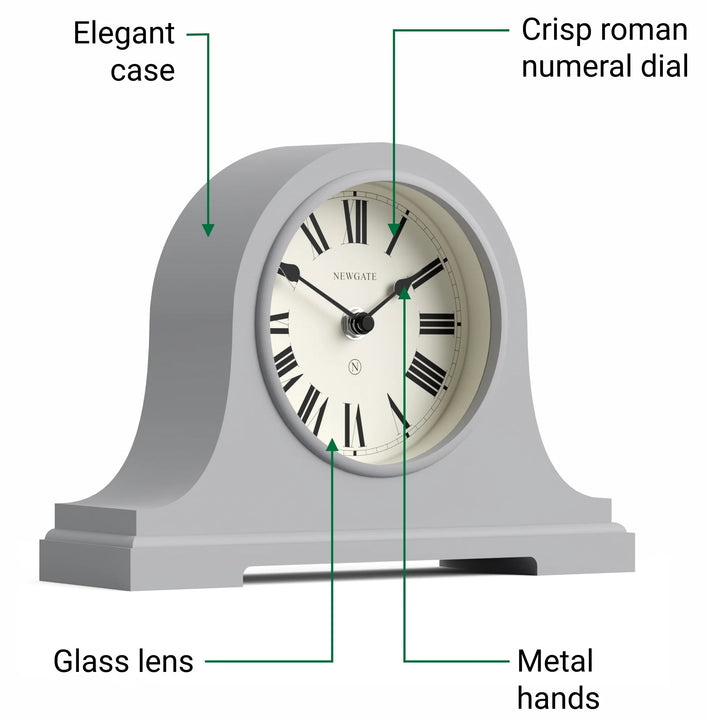 Newgate Broadway Roman Numeral Mantel Clock Clockwork Grey 26cm NG-MANBWAY321CGY 5