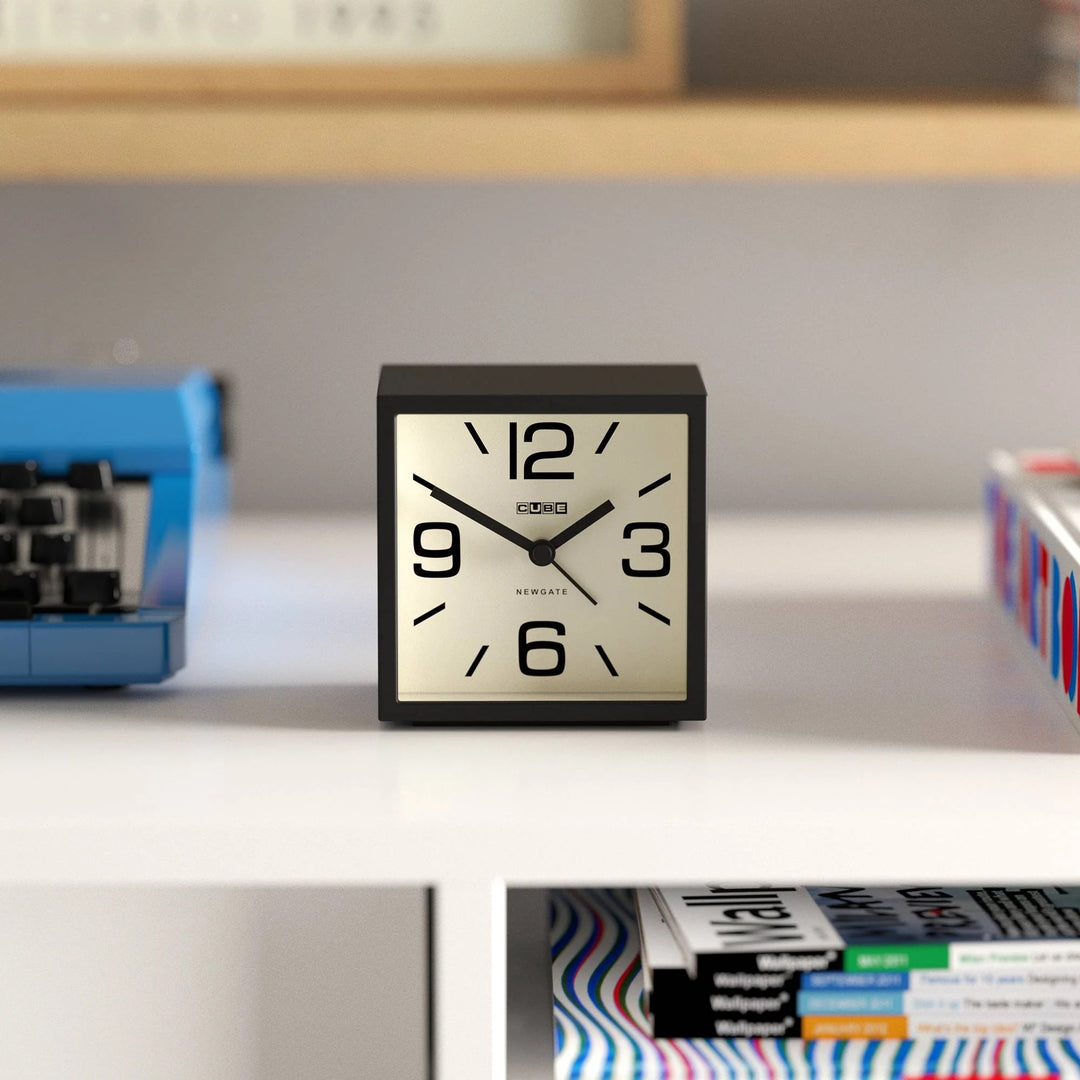Newgate Cube Mantel Retro Square Bold Alarm Clock Black 11cm NG-ALMCUB252K 3