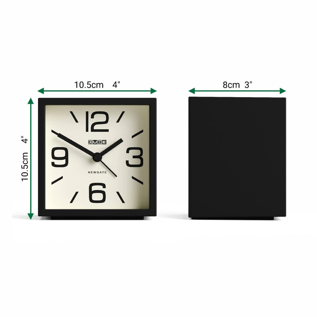 Newgate Cube Mantel Retro Square Bold Alarm Clock Black 11cm NG-ALMCUB252K 6