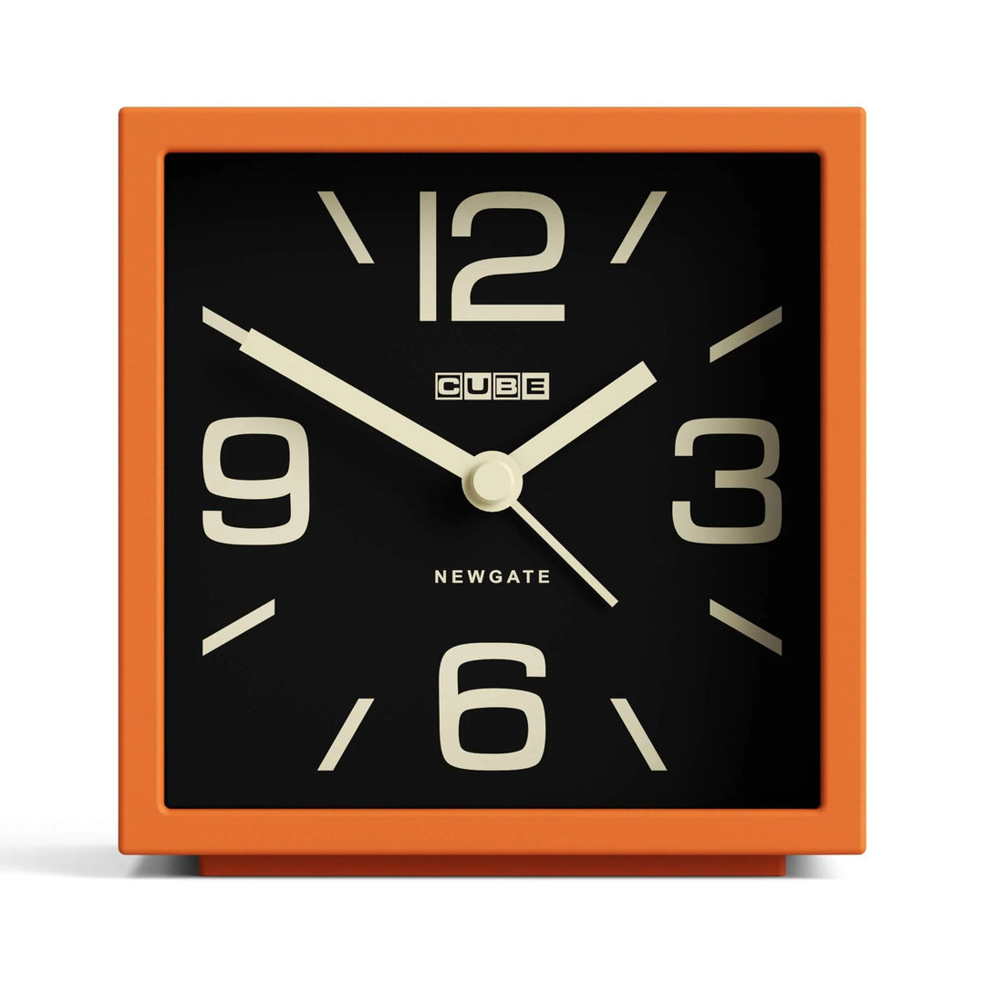 Newgate Cube Mantel Retro Square Bold Alarm Clock Orange 11cm NG-ALMCUB358PO 1