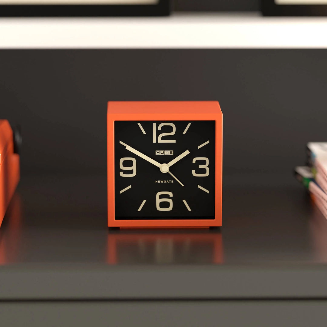 Newgate Cube Mantel Retro Square Bold Alarm Clock Orange 11cm NG-ALMCUB358PO 3