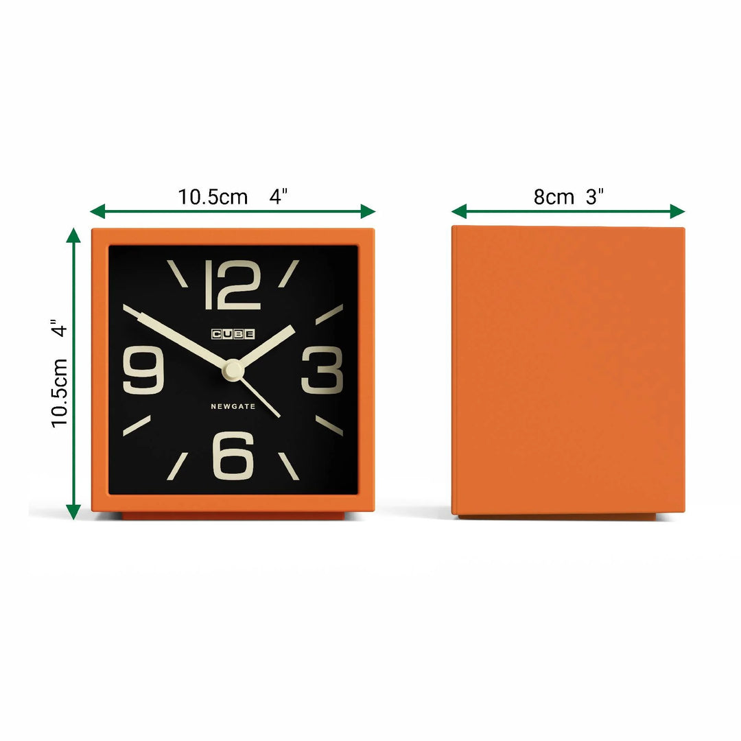 Newgate Cube Mantel Retro Square Bold Alarm Clock Orange 11cm NG-ALMCUB358PO 6