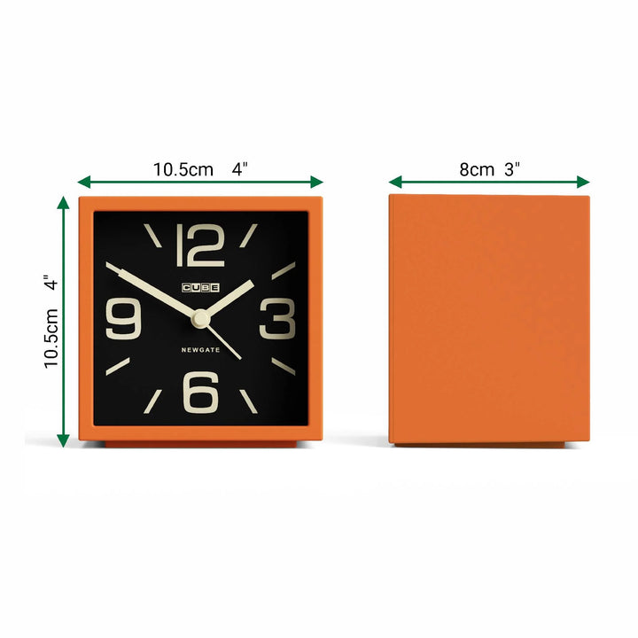 Newgate Cube Mantel Retro Square Bold Alarm Clock Orange 11cm NG-ALMCUB358PO 6