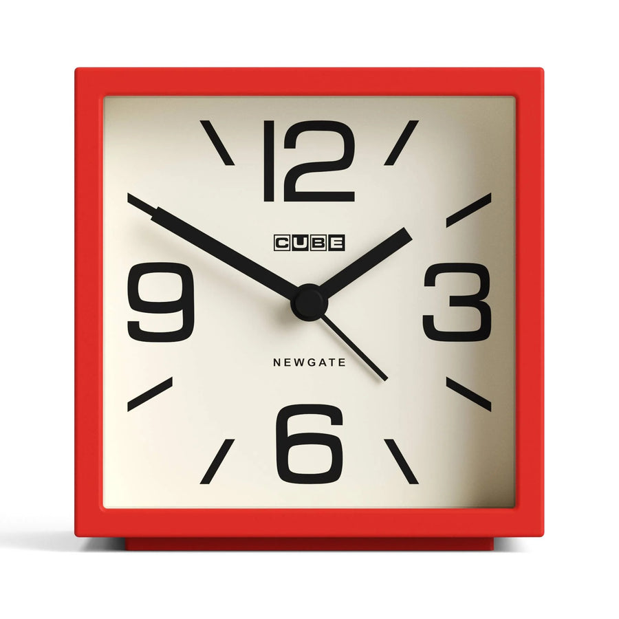 Newgate Cube Mantel Retro Square Bold Alarm Clock Red 11cm NG-ALMCUB252FER 1