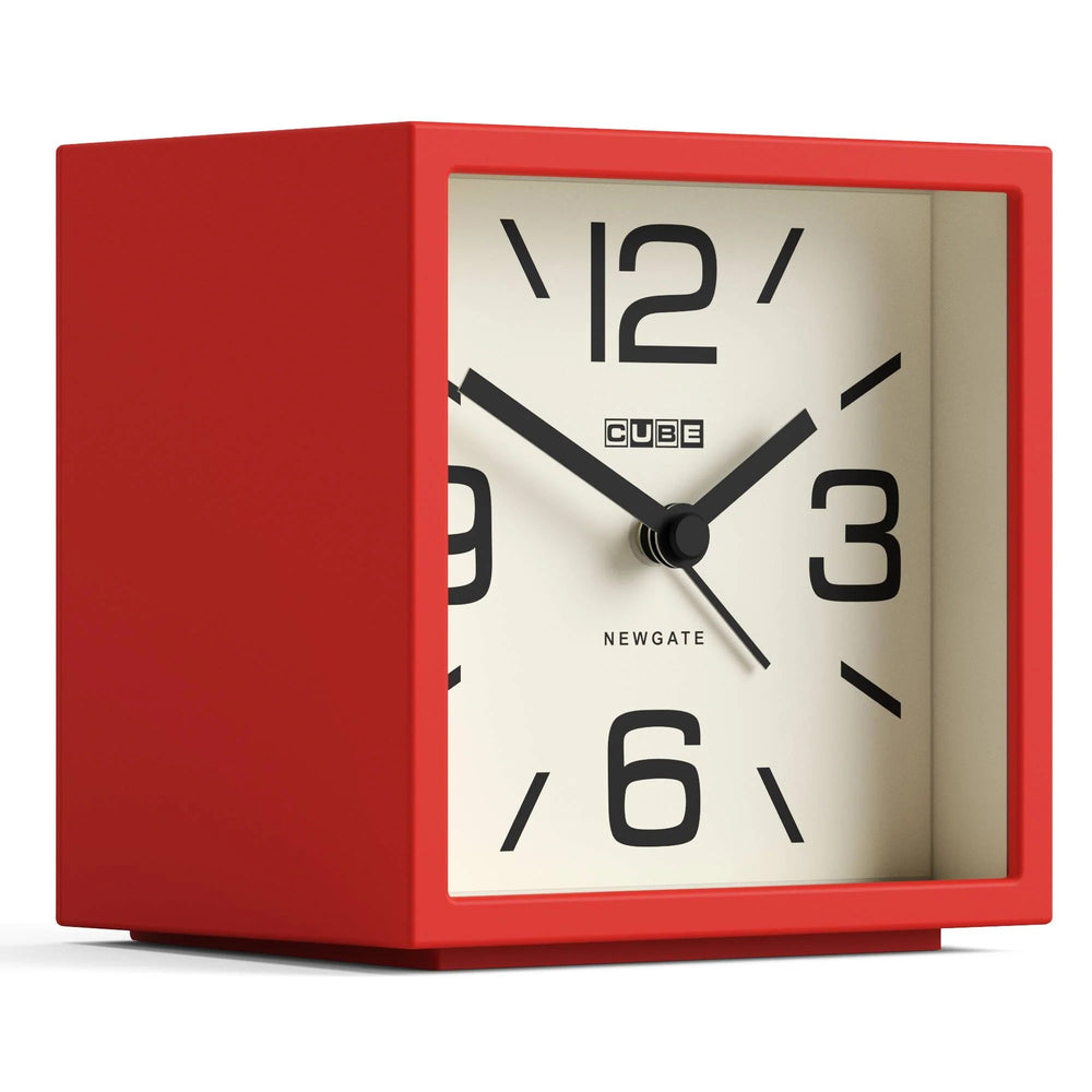 Newgate Cube Mantel Retro Square Bold Alarm Clock Red 11cm NG-ALMCUB252FER 2