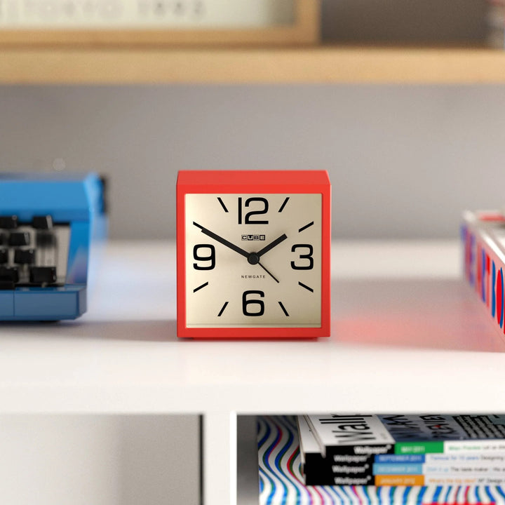 Newgate Cube Mantel Retro Square Bold Alarm Clock Red 11cm NG-ALMCUB252FER 3
