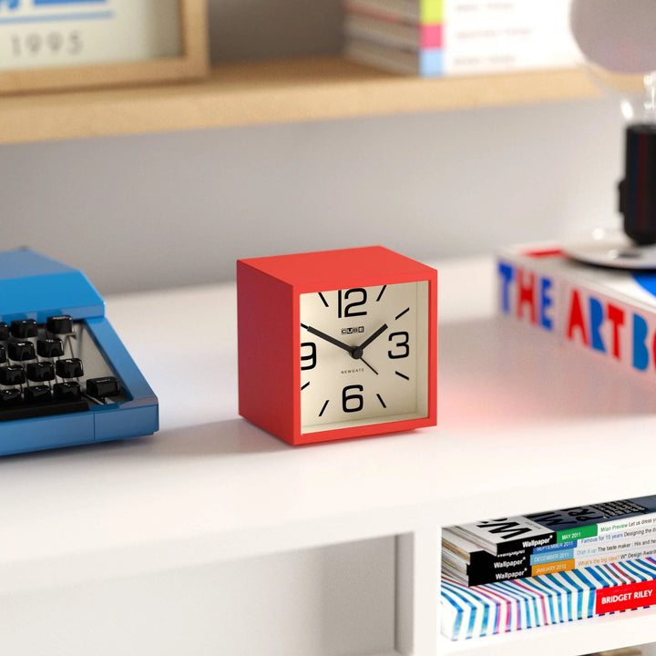 Newgate Cube Mantel Retro Square Bold Alarm Clock Red 11cm NG-ALMCUB252FER 4