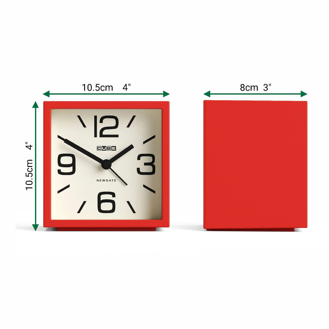 Newgate Cube Mantel Retro Square Bold Alarm Clock Red 11cm NG-ALMCUB252FER 6