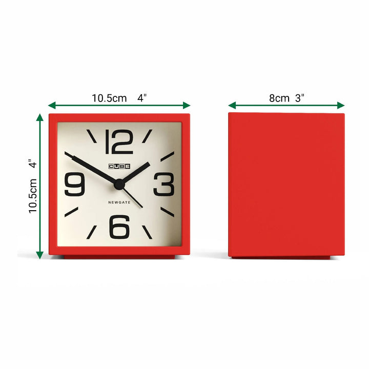 Newgate Cube Mantel Retro Square Bold Alarm Clock Red 11cm NG-ALMCUB252FER 6