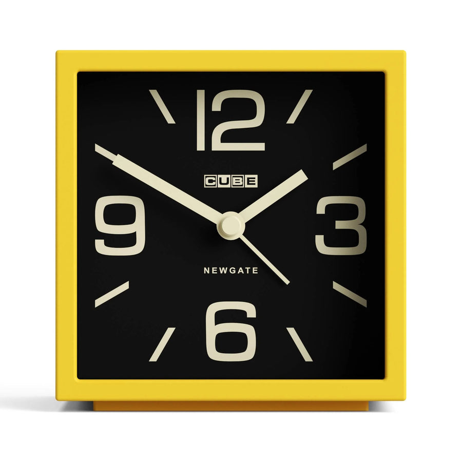 Newgate Cube Mantel Retro Square Bold Alarm Clock Yellow 11cm NG-ALMCUB358CY 1