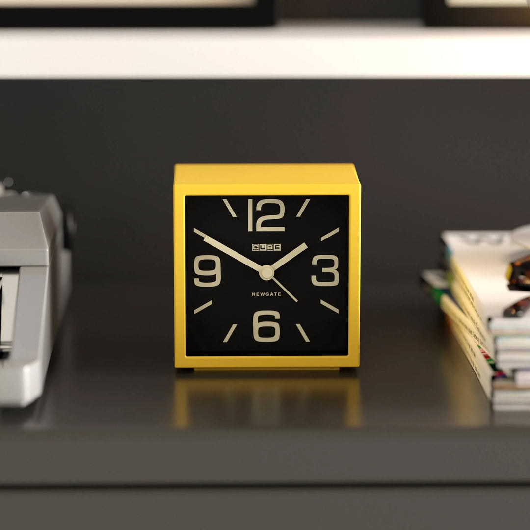 Newgate Cube Mantel Retro Square Bold Alarm Clock Yellow 11cm NG-ALMCUB358CY 3