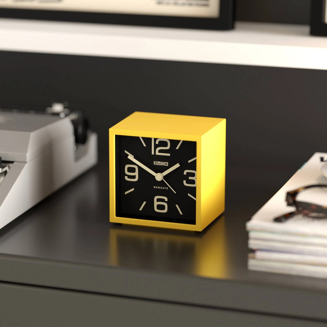 Newgate Cube Mantel Retro Square Bold Alarm Clock Yellow 11cm NG-ALMCUB358CY 4