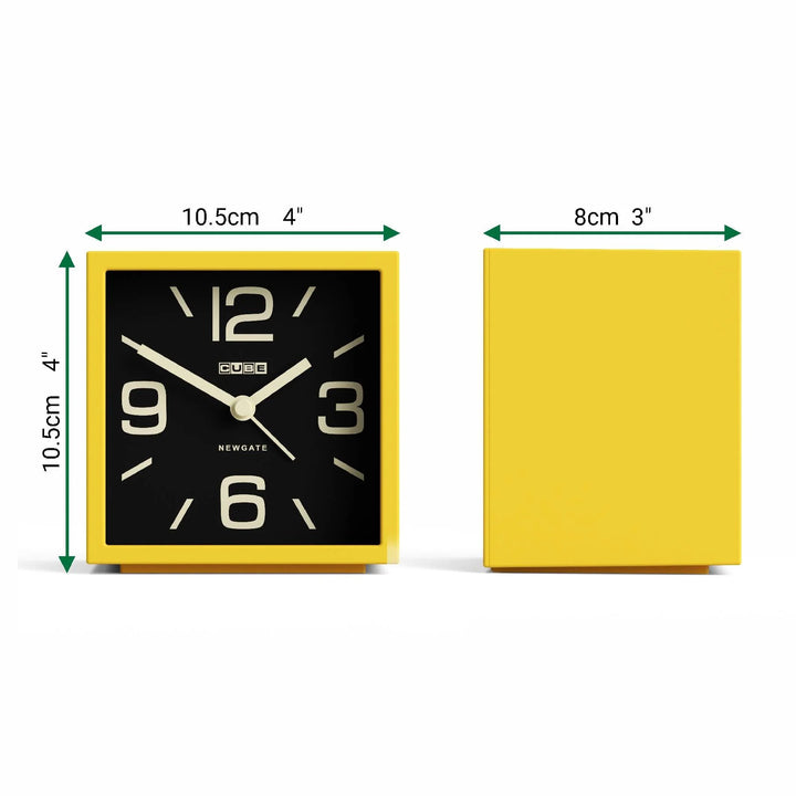 Newgate Cube Mantel Retro Square Bold Alarm Clock Yellow 11cm NG-ALMCUB358CY 6