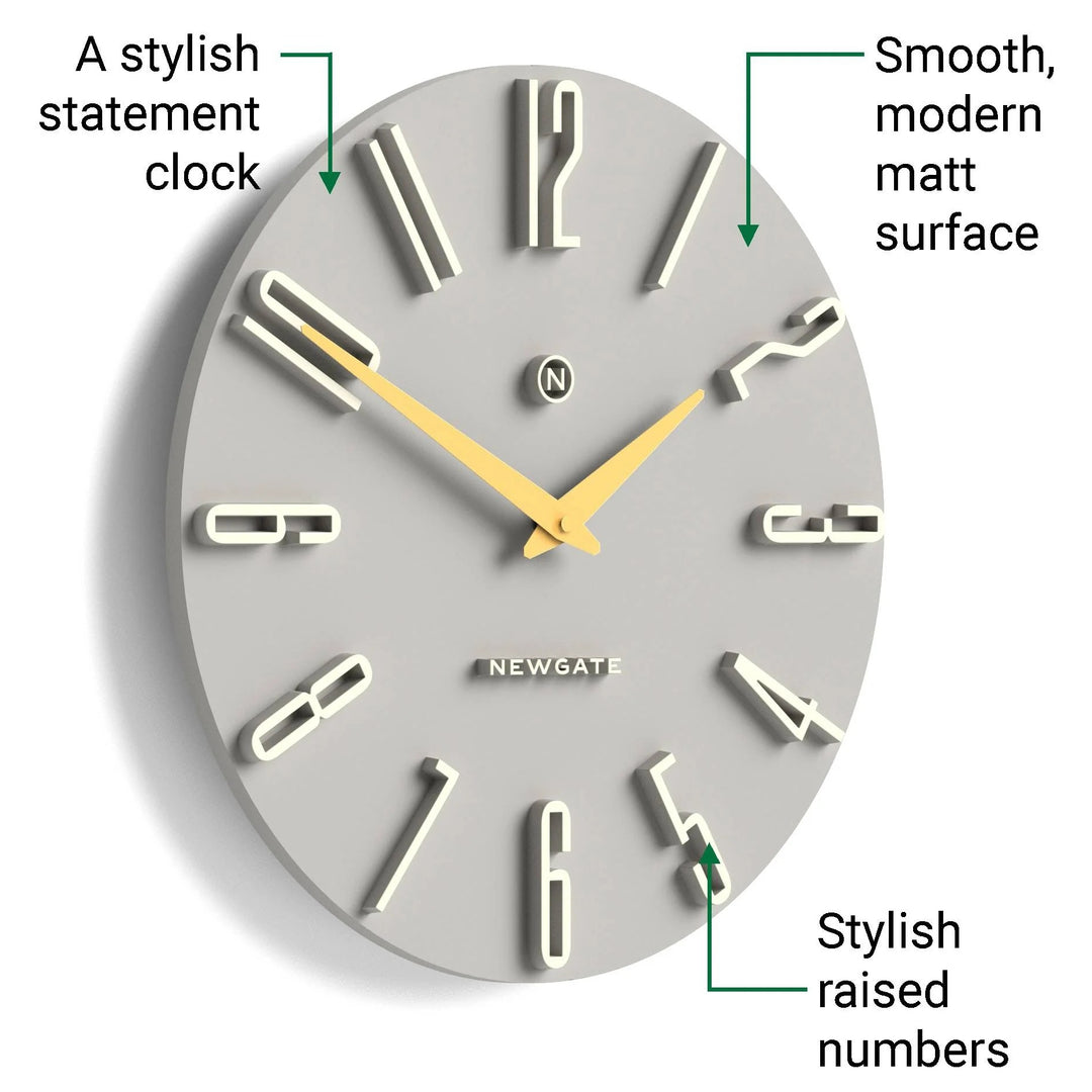 Newgate Empire State Art Deco Wall Clock Overcoat Grey 40cm NG-EMPIRE-OGY 5