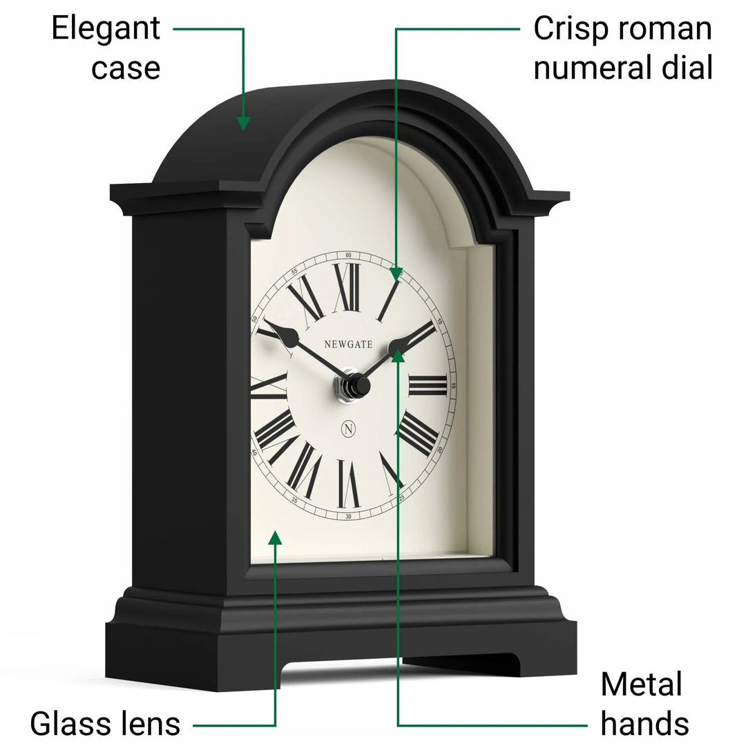 Newgate Fillmore Roman Numeral Mantel Clock Black 22cm NG-MANFILL338K 5