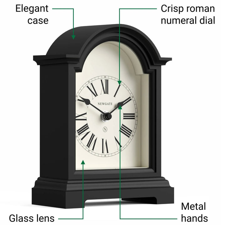 Newgate Fillmore Roman Numeral Mantel Clock Black 22cm NG-MANFILL338K 5