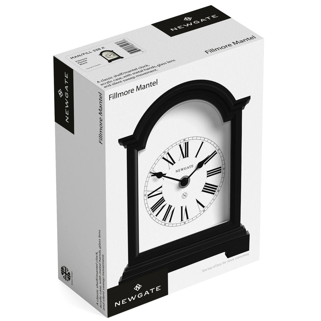 Newgate Fillmore Roman Numeral Mantel Clock Black 22cm NG-MANFILL338K 8