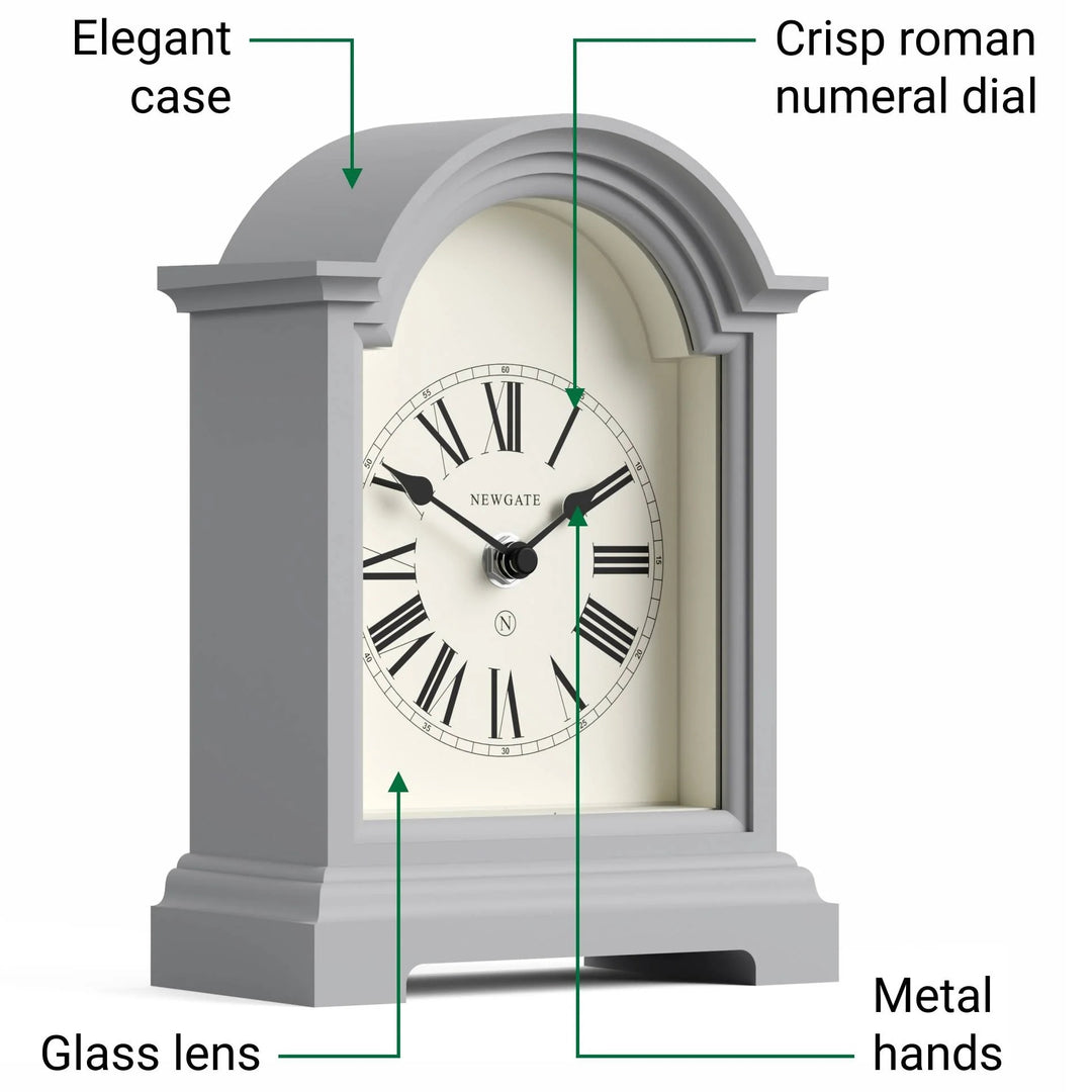 Newgate Fillmore Roman Numeral Mantel Clock Clockwork Grey 22cm NG-MANFILL338CGY 5