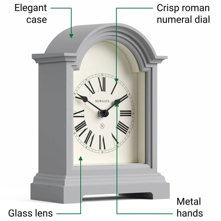 Newgate Fillmore Roman Numeral Mantel Clock Clockwork Grey 22cm NG-MANFILL338CGY 5